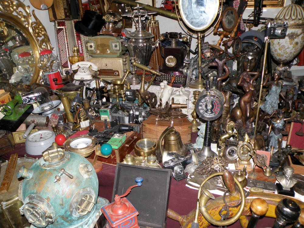 An array of antique items