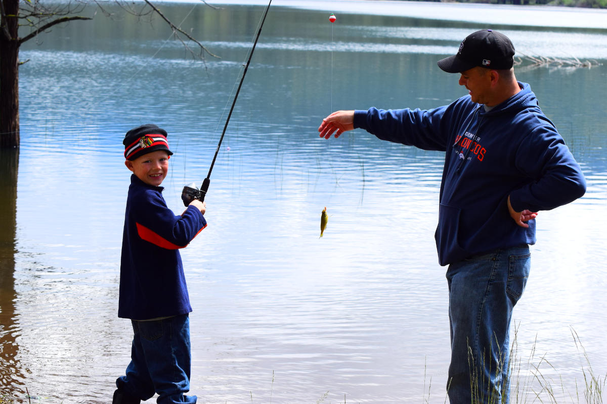 A fourth-grader fishing
