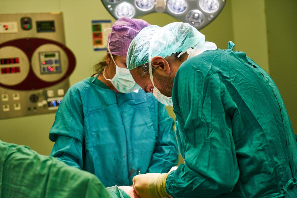 Surgery being performed at a hospital